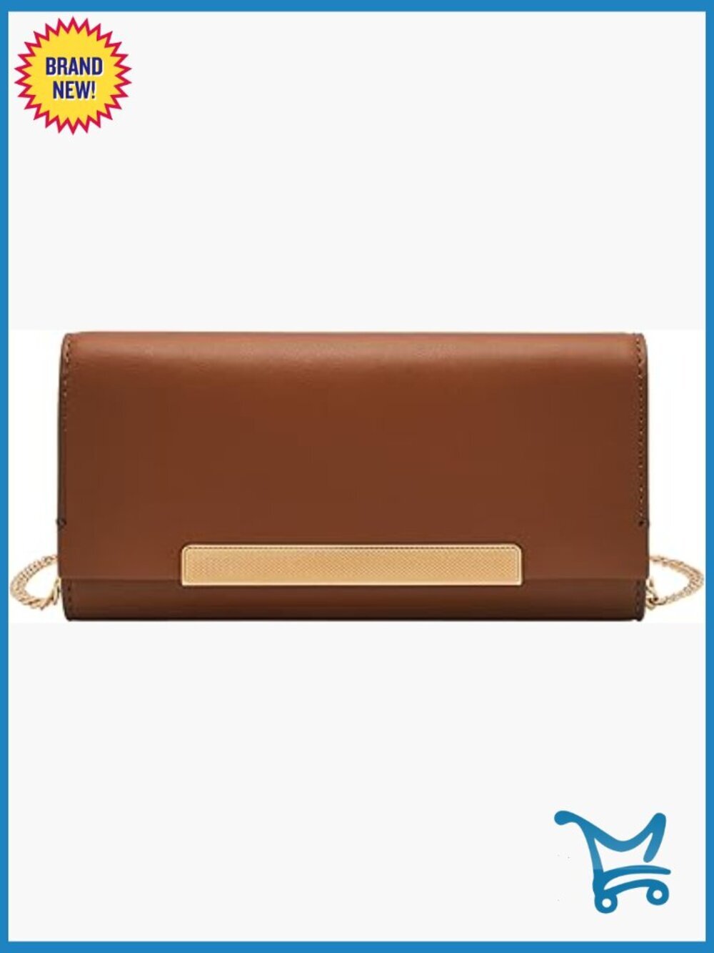 Genuine Leather Crossbody Wallet Bag with Detachable Chain Strap